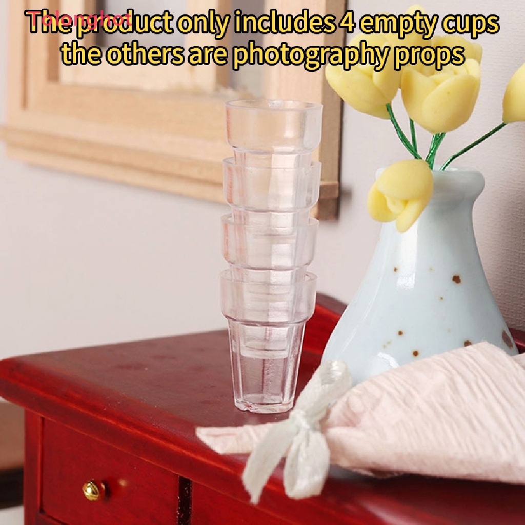 Set 4 Ly Trong Suốt Dùng Để Trang Trí Nhà Búp Bê 1: 12