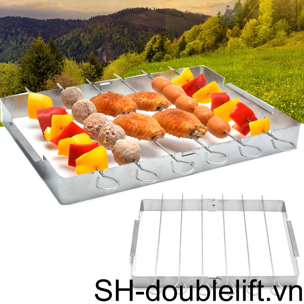 Bộ Giá Đỡ Xiên Nướng BBQ Bằng Thép Không Gỉ Có Thể Tháo Rời Tiện Dụng