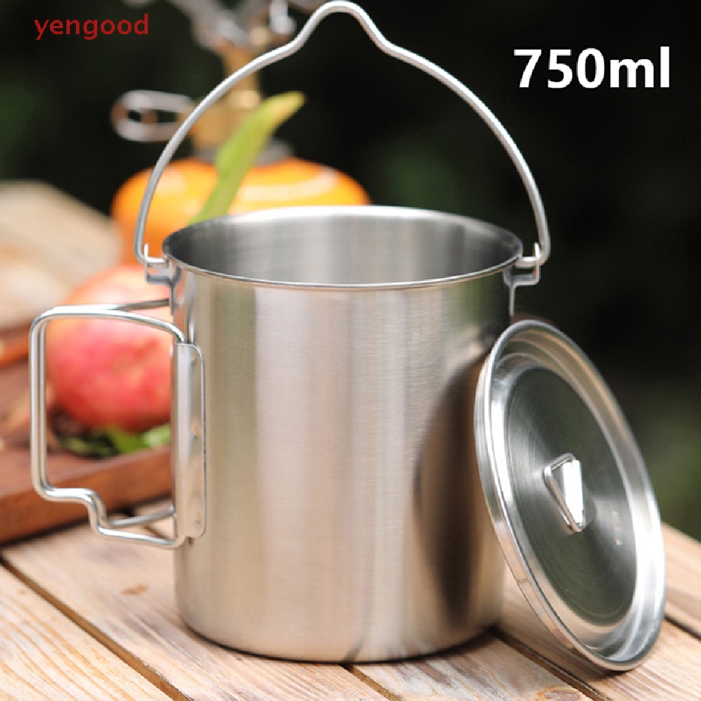 Cốc Cà Phê Bằng Thép Không Gỉ Có Tay Cầm Có Thể Gấp Gọn Tiện Dụng Mang Theo Du Lịch