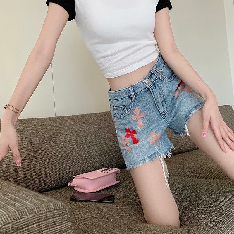 Quần Short Denim Lưng Cao Ống Rộng Thời Trang Cá Tính