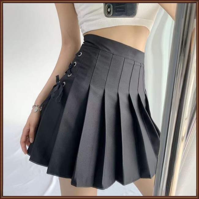 Chân Váy Chữ A Lưng Cao Xếp Ly Màu Sắc Đơn Giản Thời Trang Mùa Hè Quyến Rũ Cho Nữ