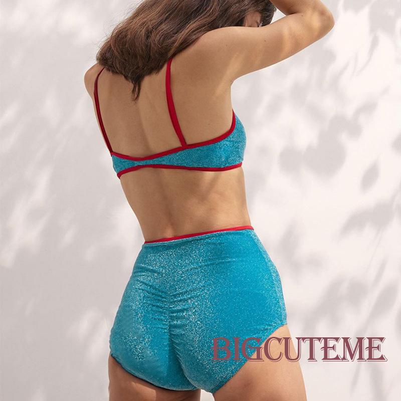 Set Đồ Mùa Hè 2 Món Gồm Áo Croptop Hai Dây Lấp Lánh + Quần Ngắn Cho Nữ