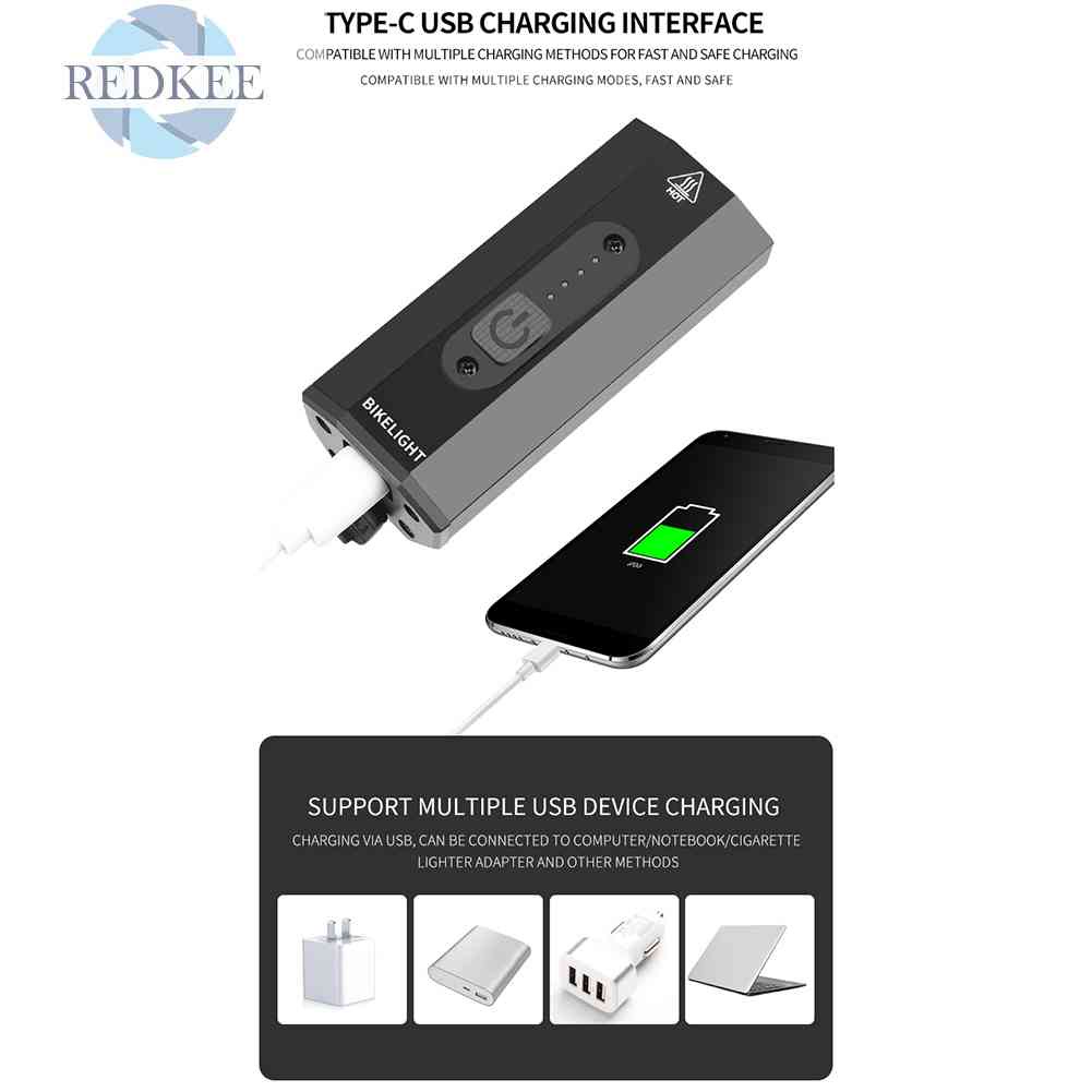 Đèn Pha LED Chống Nước 2xT6 800LM Bằng Nhôm Cho Xe Đạp