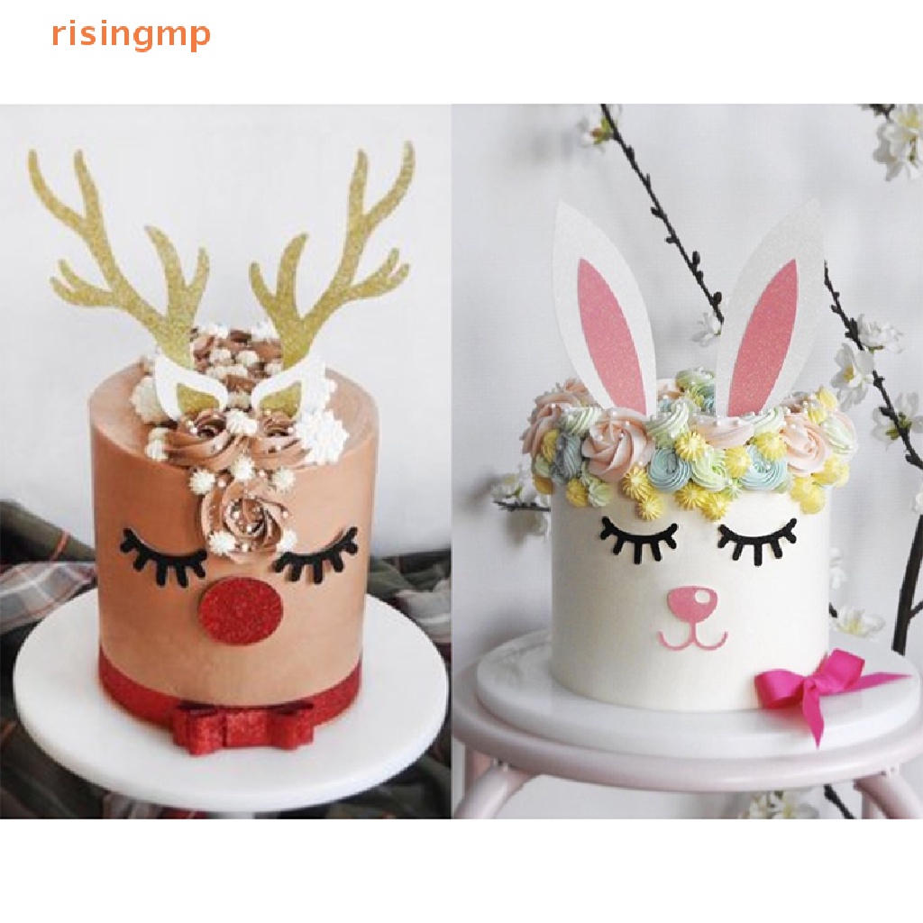 1 Bộ Que Cắm Trang Trí Bánh Cupcake Hình Thỏ / Hươu / Hươu Xinh Xắn