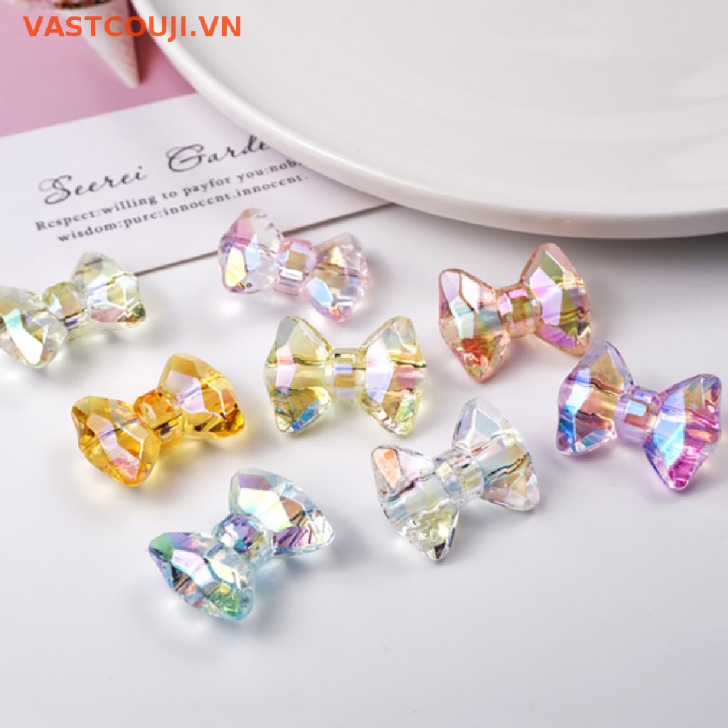 Bộ 10 Hạt Nhựa Acrylic Trong Suốt Hình Gấu Thắt Nơ Nhiều Màu Dùng Làm Trang Sức Thủ Công