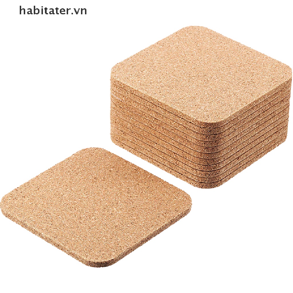 Set 10 Đế Lót Ly Hình Tròn Đường Kính 10Cm Bằng Gỗ Bần Tự Nhiên