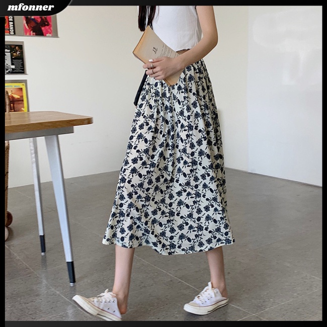 Chân Váy Lưng Cao Co Giãn In Họa Tiết Hoa Phong Cách Pháp Cổ Điển Thời Trang Mùa Hè Cho Nữ