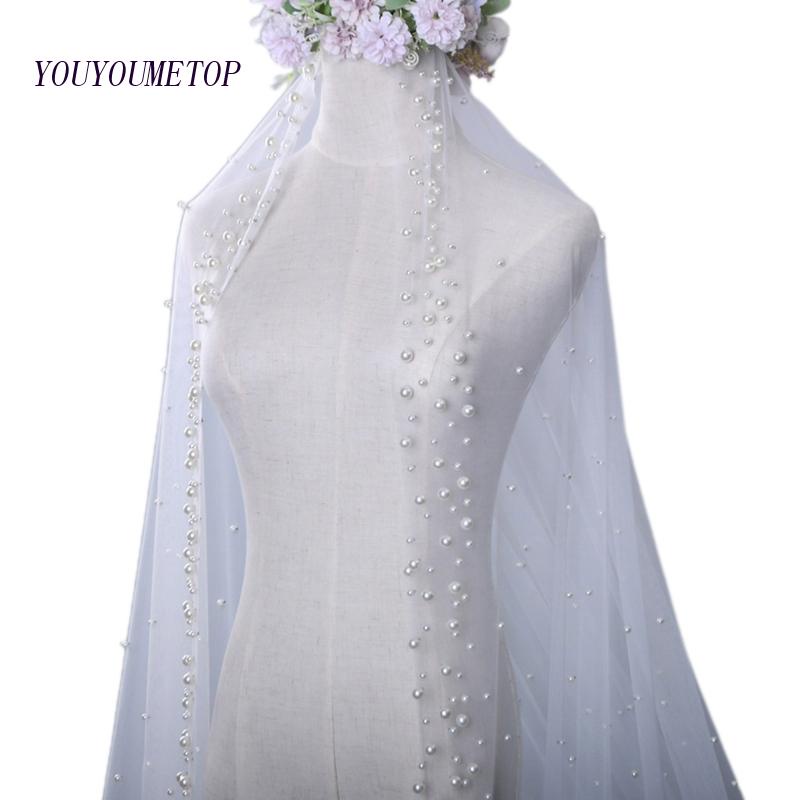 Mạng Che Mặt 1 Lớp Vải Tuyn Đính Ngọc Trai Cho Cô Dâu