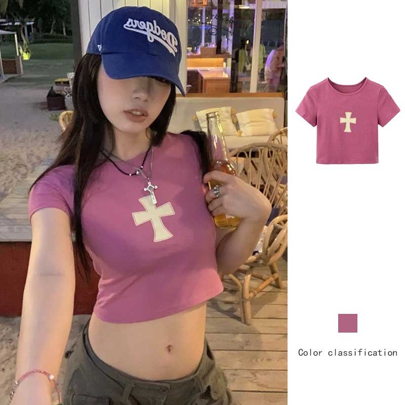 Áo Thun Tay Ngắn Dáng Ôm In Họa Tiết Đơn Giản Thời Trang Mùa Hè Mới Cho Nữ