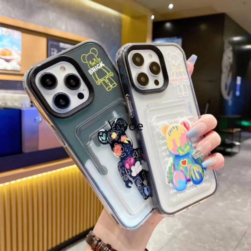 Ốp Điện Thoại Silicon Mềm Dạng Ví Hình Gấu Bạo Lực Thời Trang Mới Cho iPhone 13 11 12 14 Pro Max X XR XS Max 7 8 Plus SE