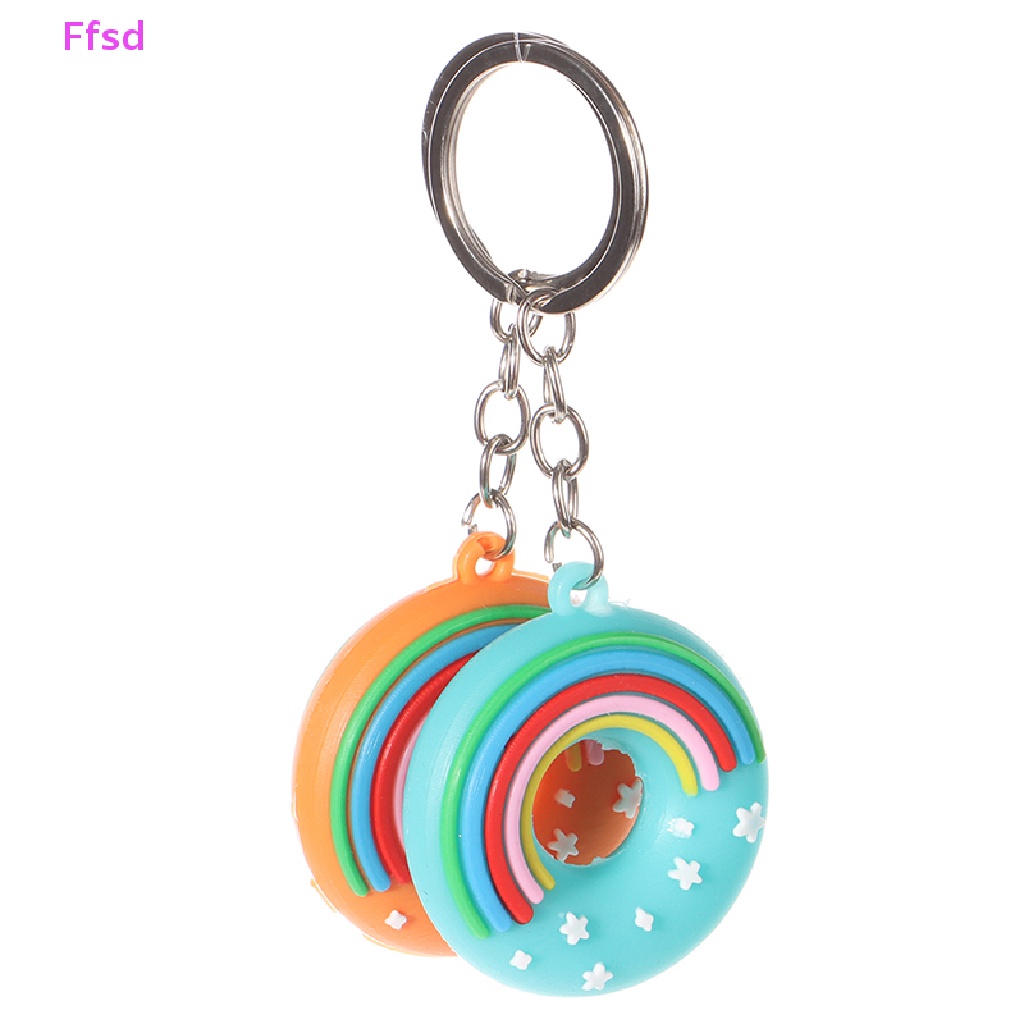 {Ffsd} Móc Khóa Trang Trí Túi Xách Hình Bánh Donut Hoạt Hình Ngọt Ngào