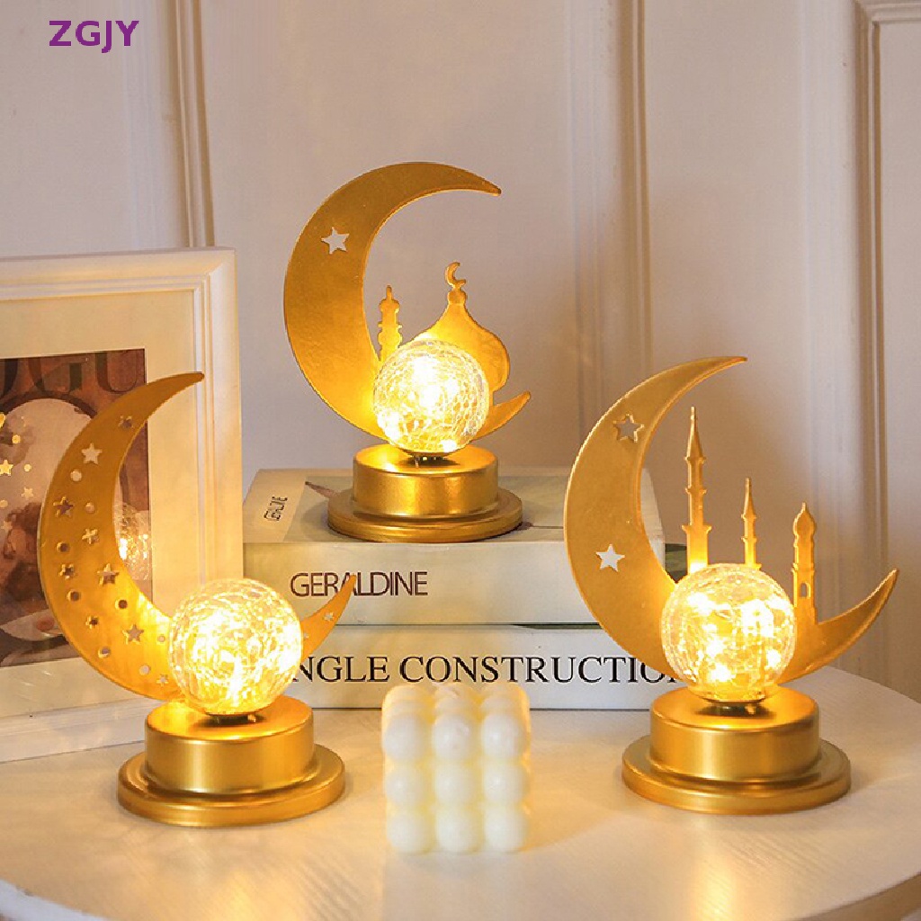 Đèn LED ZGJY 2023 EID Mubarak Lâu Đài Vàng Để Bàn Trang Trí Mới