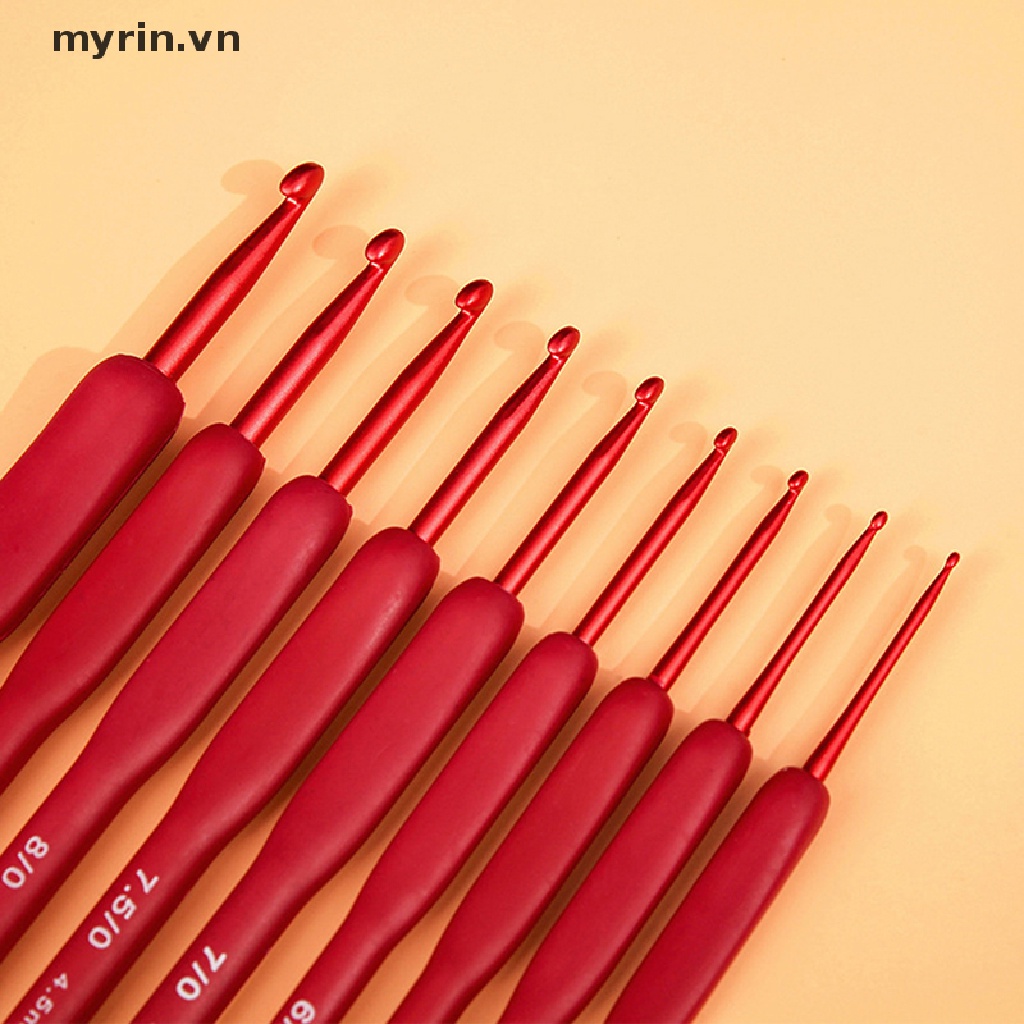1 Móc Đan Len Thủ Công Bằng Nhôm Và Silicon Màu Đỏ 2 / 2.5 / 3 / 3.5 / 4 / 4.5 / 5 / 5.5 / 6mm VN