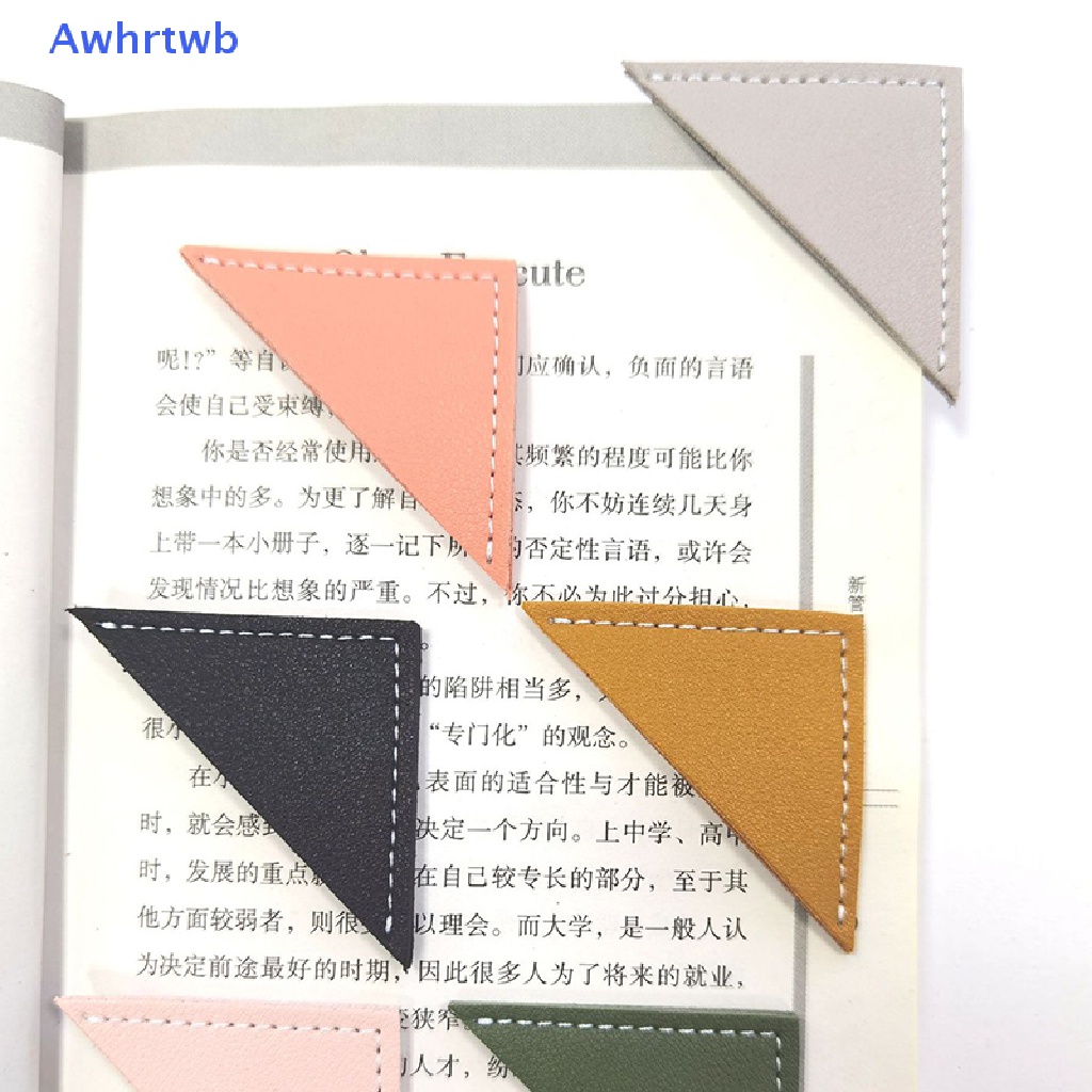 Awhrtwb Kẹp Giấy Đánh Dấu Trang Sách Bằng Da Hình Tam Giác Phong Cách Vintage Mới