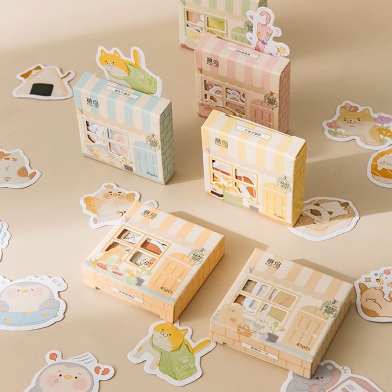 Miếng Dán Trang Trí Nhật Ký Hình Động Vật Hoạt Hình Dễ Thương DIY