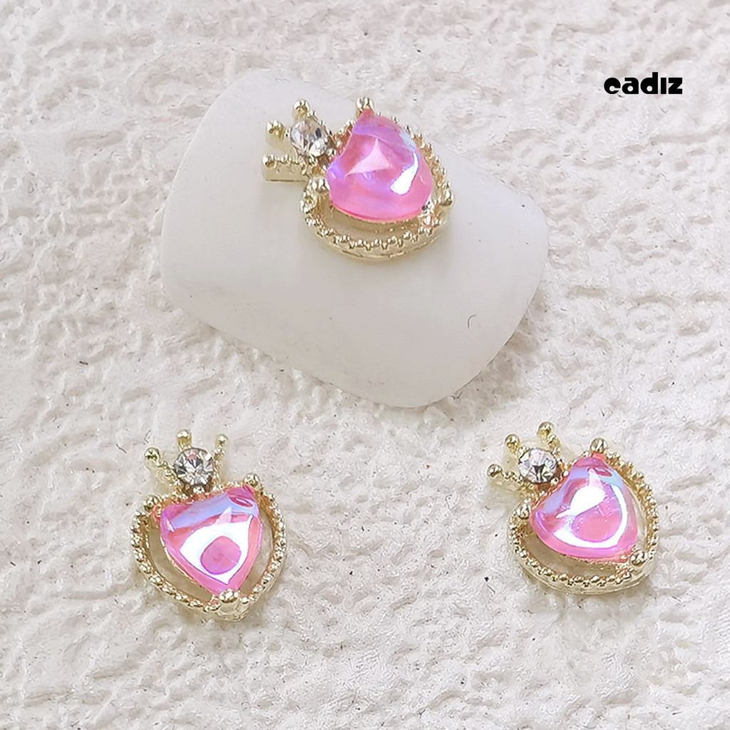 Bộ 2 Đá Mocha Trái Tim Rỗng 3D Lấp Lánh Trang Trí Móng Tay Nghệ Thuật DIY