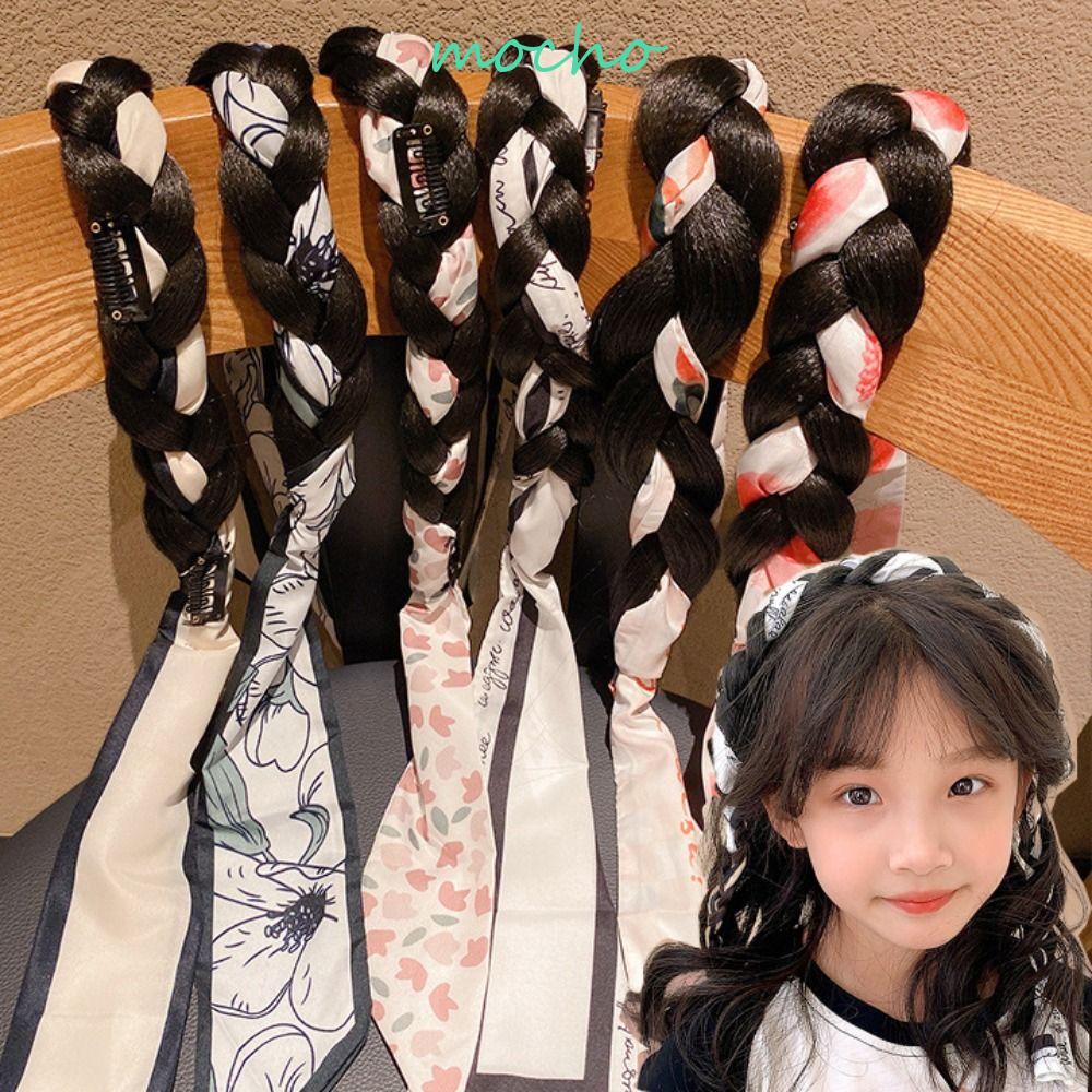 Mocho Băng Đô Tóc Giả Thắt Bím Bằng Sợi Tổng Hợp Chất Lượng Cao Hóa Trang Cho Bé Gái