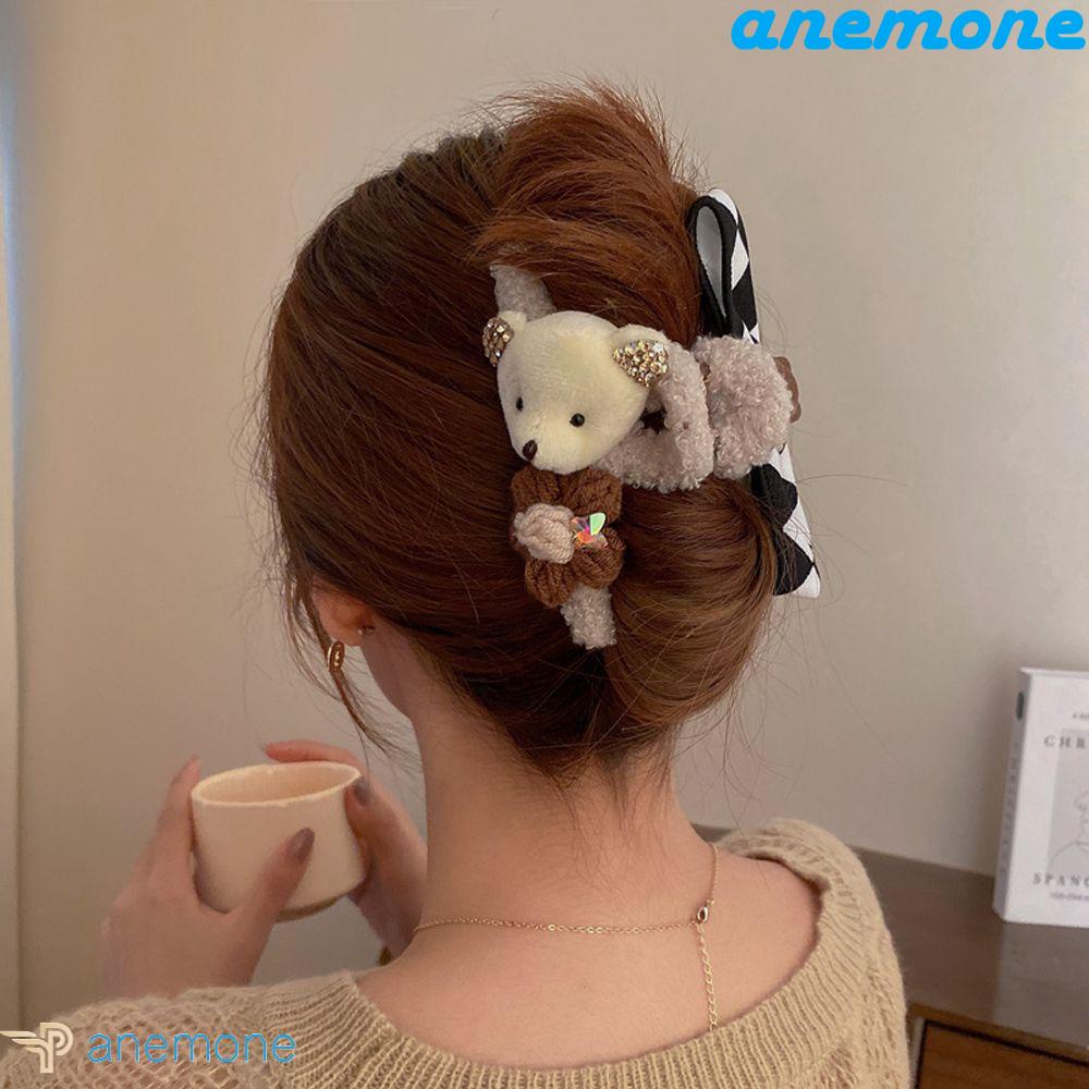 Kẹp Tóc Móng Vuốt Đính Nơ Phối Lông Hình Cá Mập / Hoa Dễ Thương Cho Bạn Gái