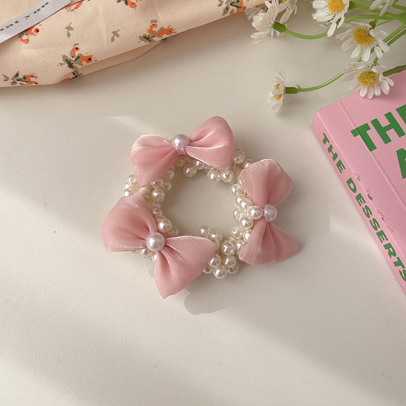 Dây Cột Tóc Cao Su Thắt Nơ Đính Ngọc Trai Sớm Năm 2023