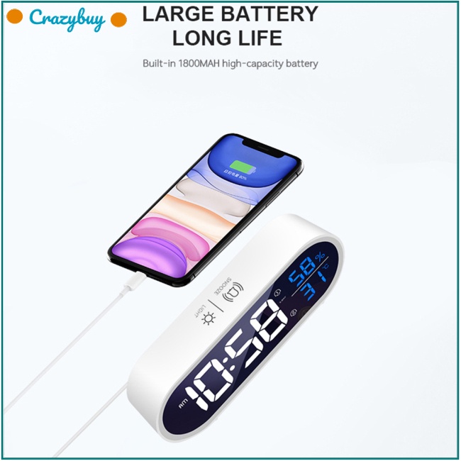 Cr Đồng Hồ Báo Thức Kỹ Thuật Số Có Thể Điều Chỉnh Độ Sáng Và Độ Ẩm Tiện Dụng