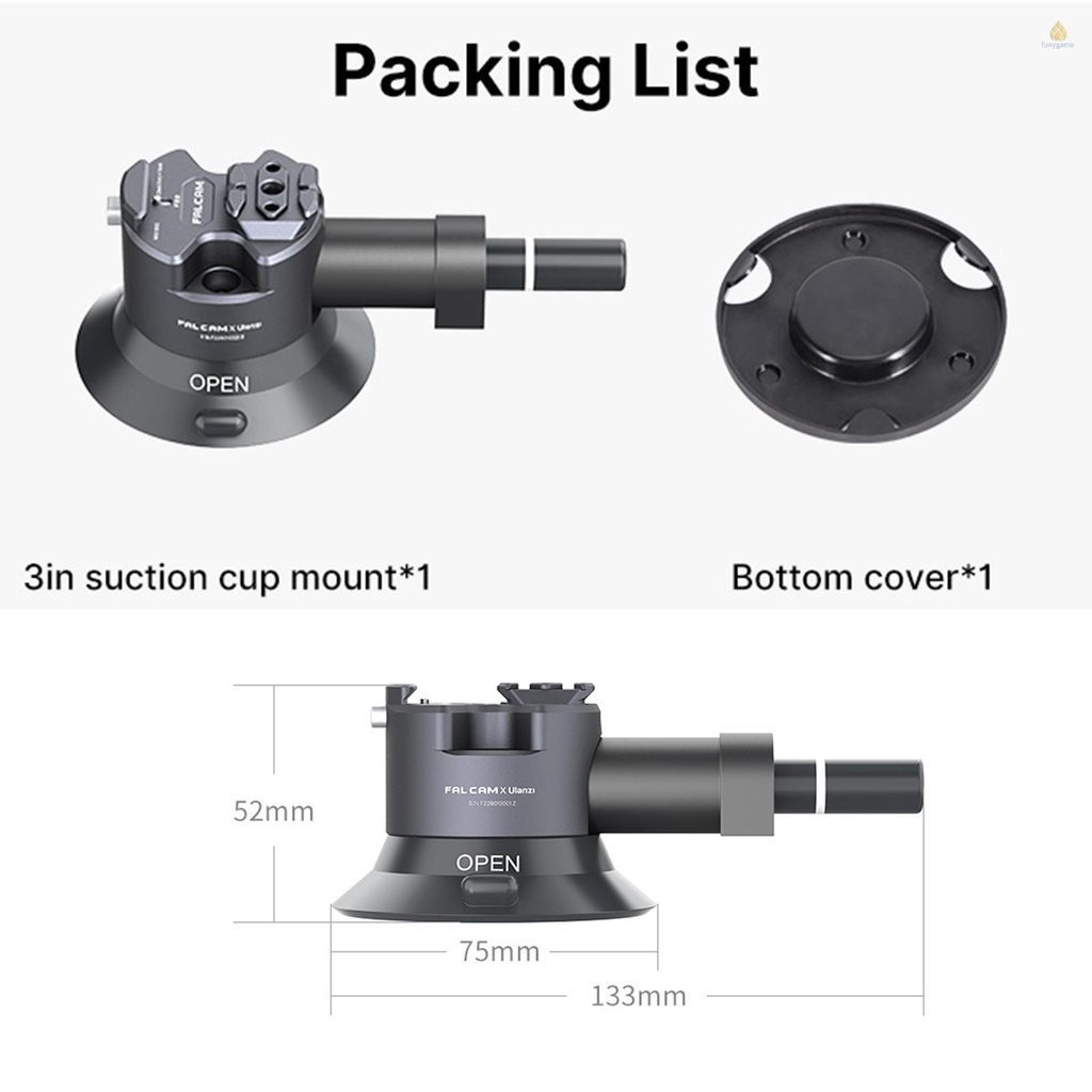 Giá Đỡ Máy Ảnh FALCAM F22 Bằng Hợp Kim Nhôm Với Đế Hút Chân Không 3 Inch Tải Trọng Tối Đa 1kg Falcon F2