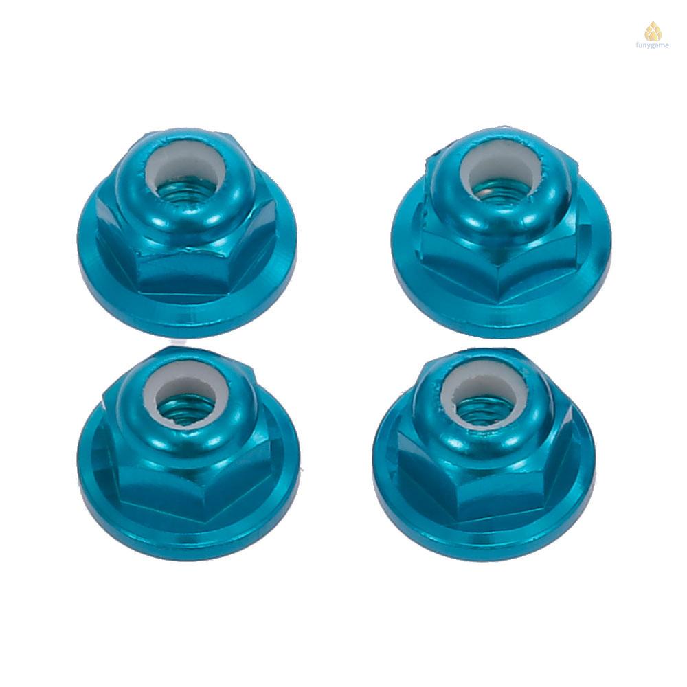 Set 4 Đai Ốc Khóa Bánh Xe 4mm M4 Cho Xe Điều Khiển Từ Xa Wltoys 12428 12423 FY-03 Tỉ Lệ 1: 12