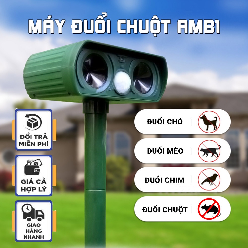 Máy Đuổi Động Vật Chó Mèo Chim... Sử Dụng Năng Lượng Mặt Trời (chứng c