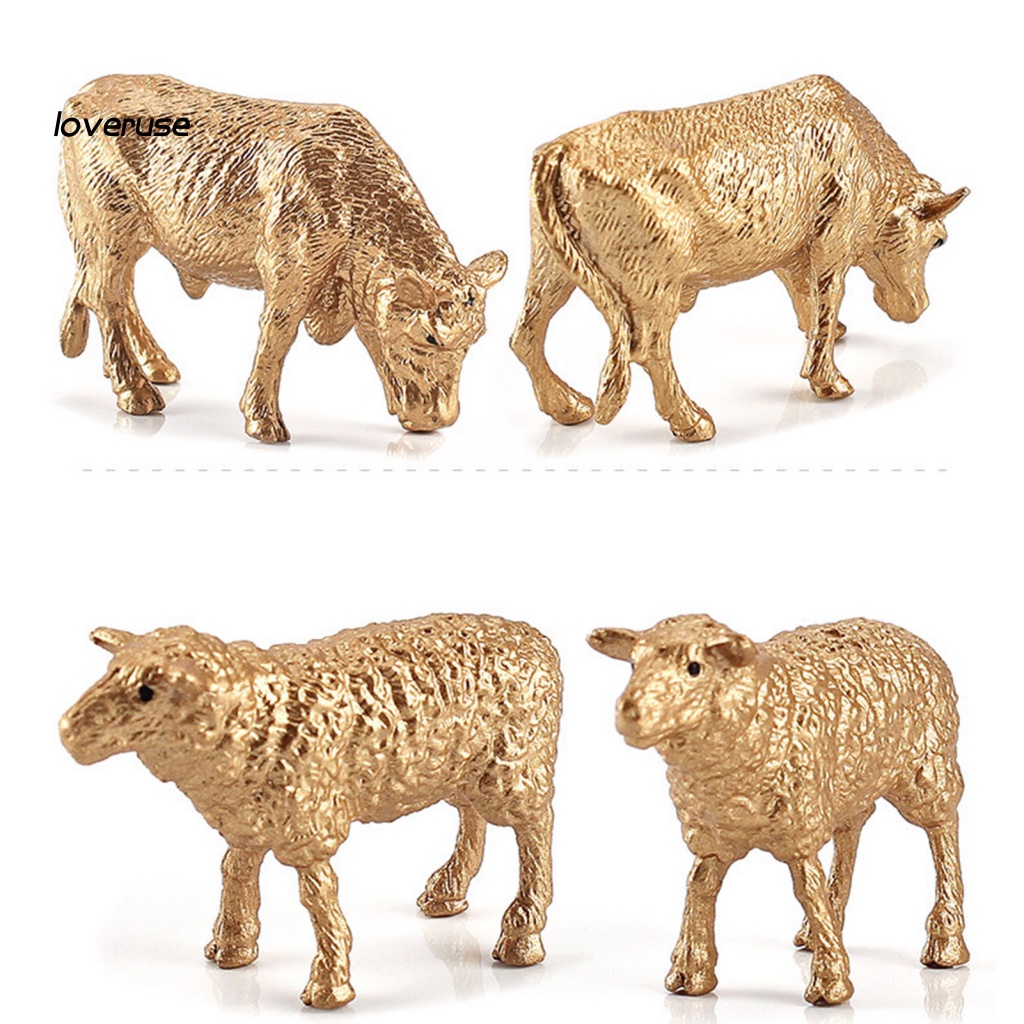 Set 12 Tượng Động Vật Màu Sắc Vàng Dùng Để Trang Trí