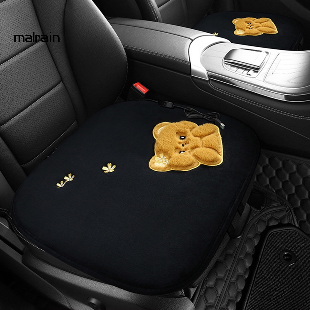 Đệm Sưởi Ấm Ghế Ngồi Xe Hơi Bằng Điện Phủ Lông Họa Tiết Hoạt Hình Chống Mài Mòn