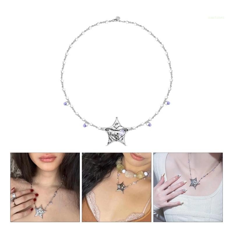 San * Vòng cổ Ngắn Xương Quai Xanh Năm Cánh Đơn Giản Khí Chất