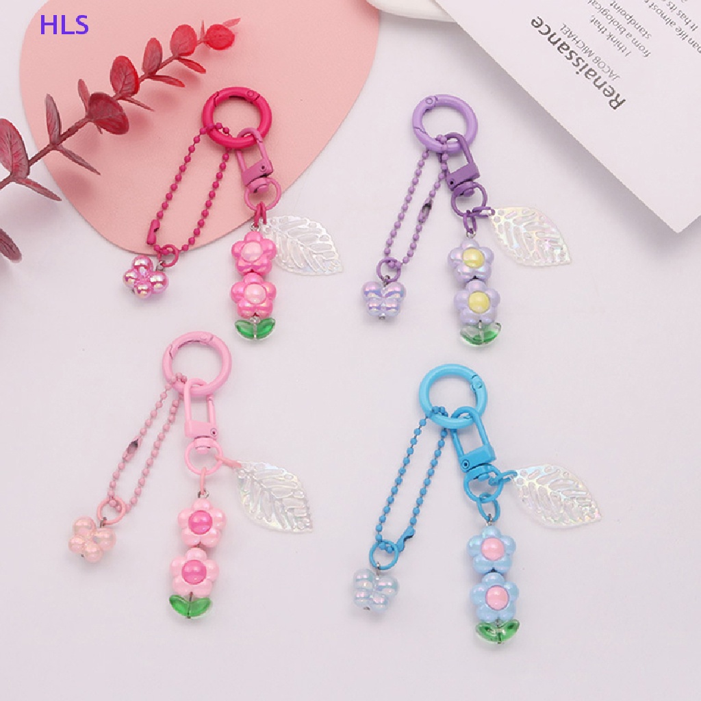 Móc Khóa Acrylic Năm Cánh Họa Tiết Hoa Lá Màu Sắc Xinh Xắn