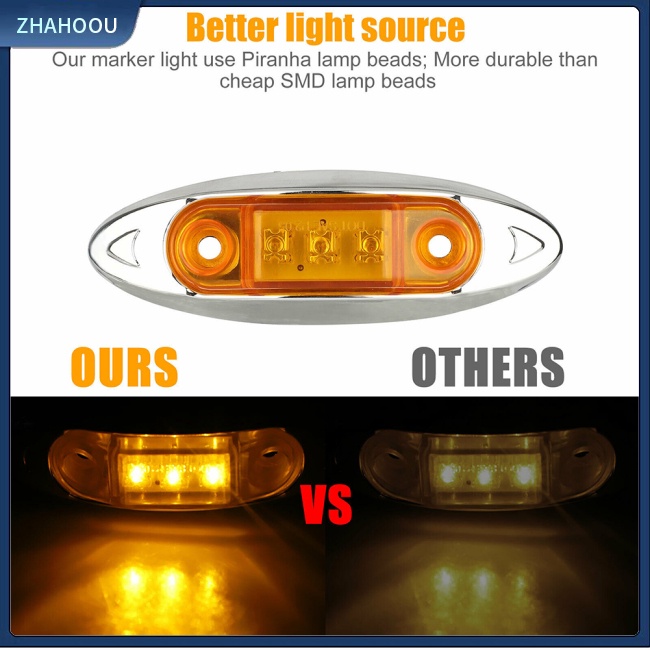 ☃Phụ Kiện Trang Trí Nhà Cửa Kiểu Dáng Dễ Thương Xinh Xắn☃ Set 10 Đèn 3led Cảnh Báo 10-30v Ánh Sáng Trắng Chống Thấm Nước Dành Cho Xe Tải