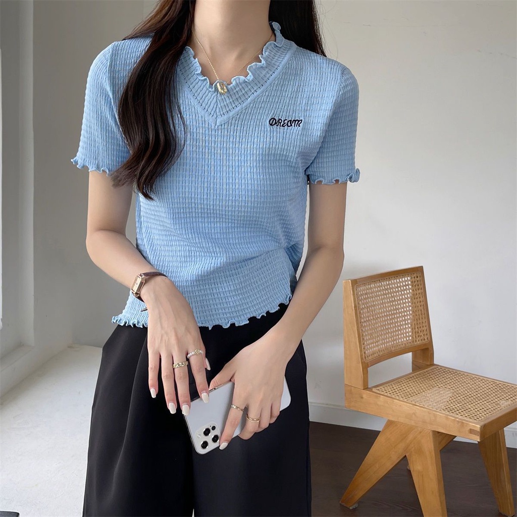 Áo Dệt Kim Ngắn Tay Dáng Rộng Thời Trang Mùa Hè Dành Cho Nữ