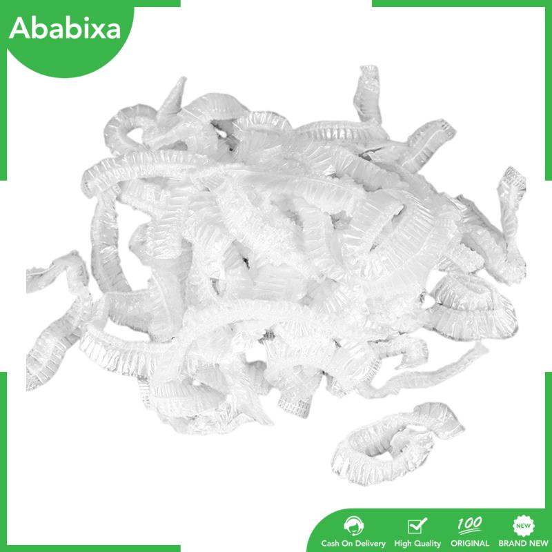 Set 100 Mũ Tắm Trùm Đầu Màu Trắng Trơn Kích Thước Lớn Chống Nước Dùng Một Lần Cho Nam Nữ