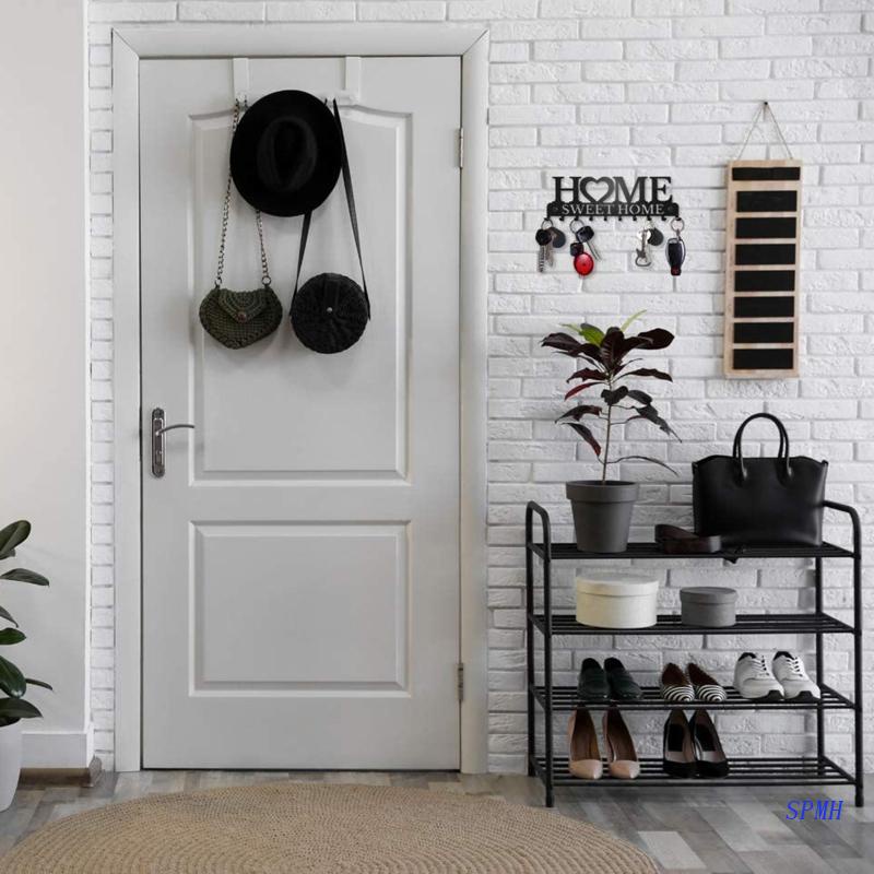 Móc Treo Khăn Tắm / Chìa Khóa Bằng Kim Loại Màu Đen Gắn Tường Tiện Dụng Cho Gia Đình