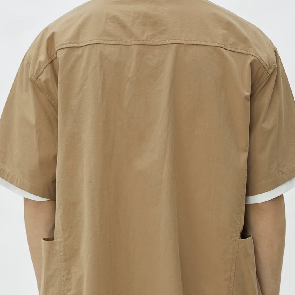 Áo Sơ Mi Ngắn Tay Dáng Rộng Phối Túi Lớn Thời Trang Mùa Hè Nhật Bản Dành Cho Nam