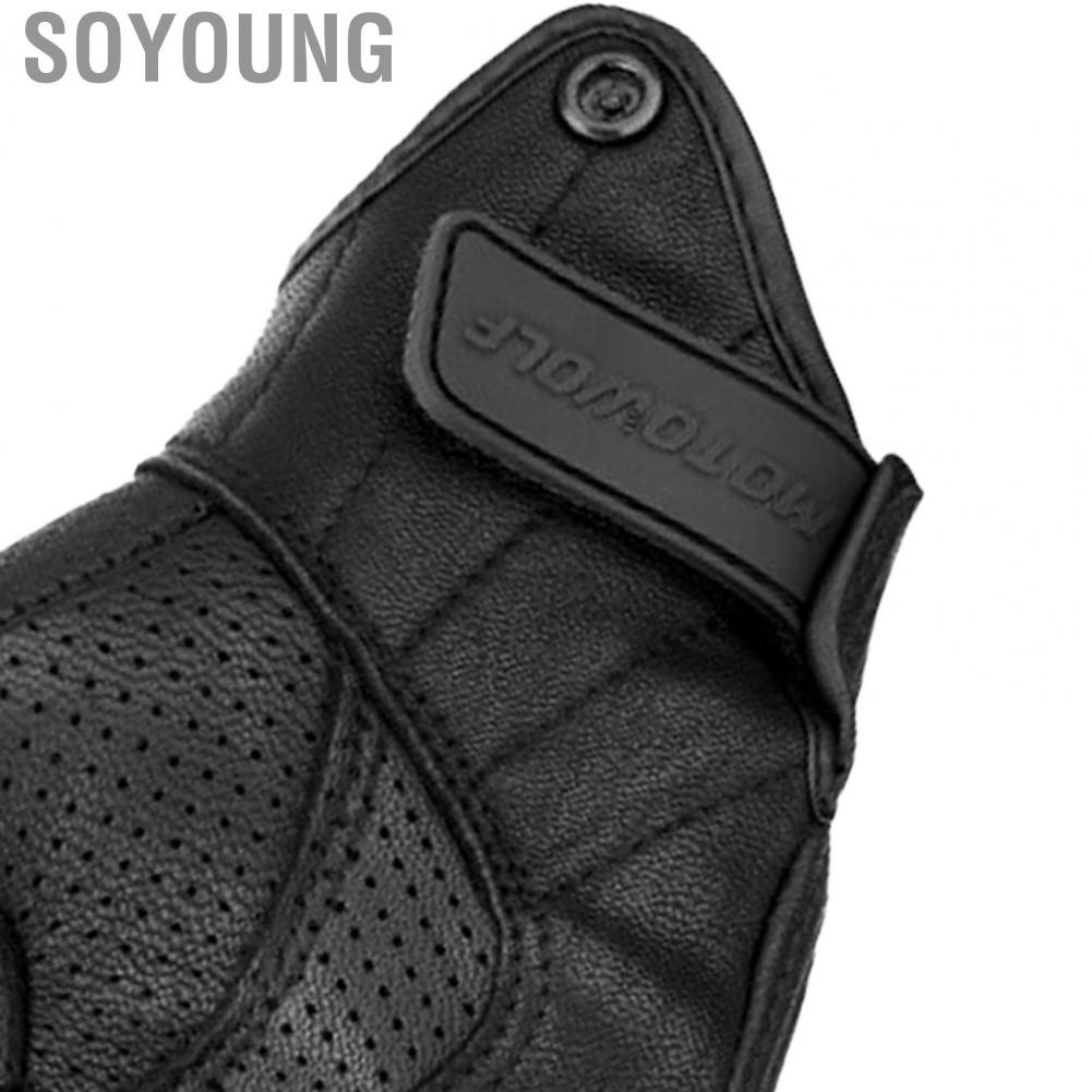 Soyoung Cycling Gloves  Sheepskin Motorcycle Abrasion Resistance Comfortable Windproof for Bike