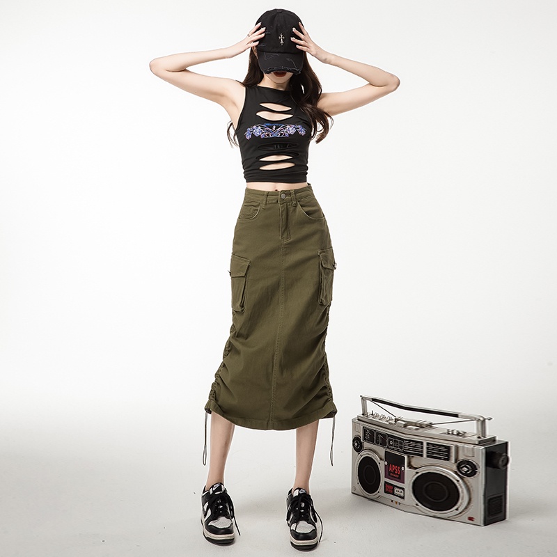 Chân Váy Lưng Cao Thời Trang RENJIANVSHENG Hàn Quốc Dành Cho Nữ