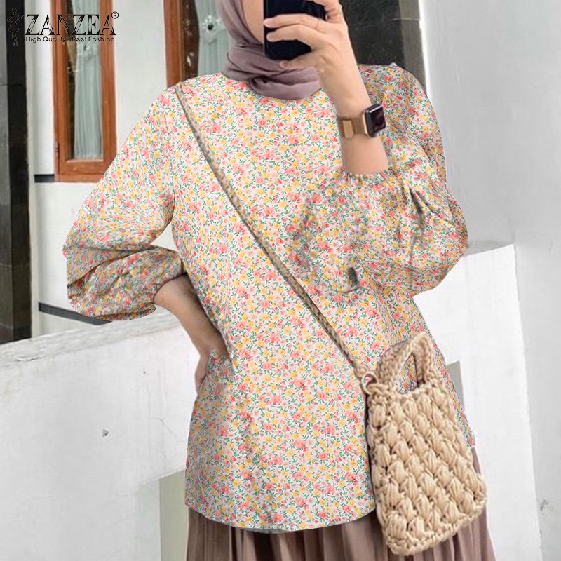 Zanzea Áo Kiểu Tay Phồng In Hoa Thời Trang Cho Phụ Nữ Hồi Giáo