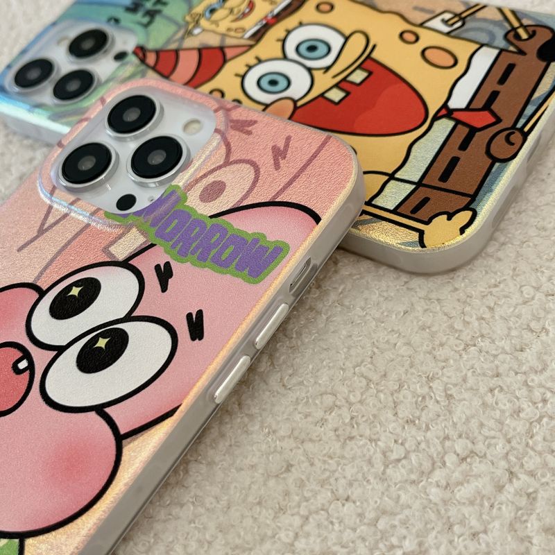 Ốp Điện Thoại Lụa In Hoạt Hình Spongebob Nhiều Màu Sang Trọng Cho iPhone 14 13promax 12 11