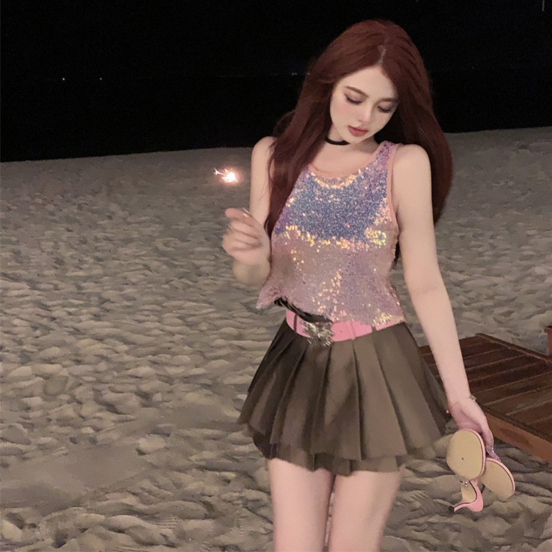 Áo Croptop Sát Nách Màu Sắc Đơn Giản Cho Nữ