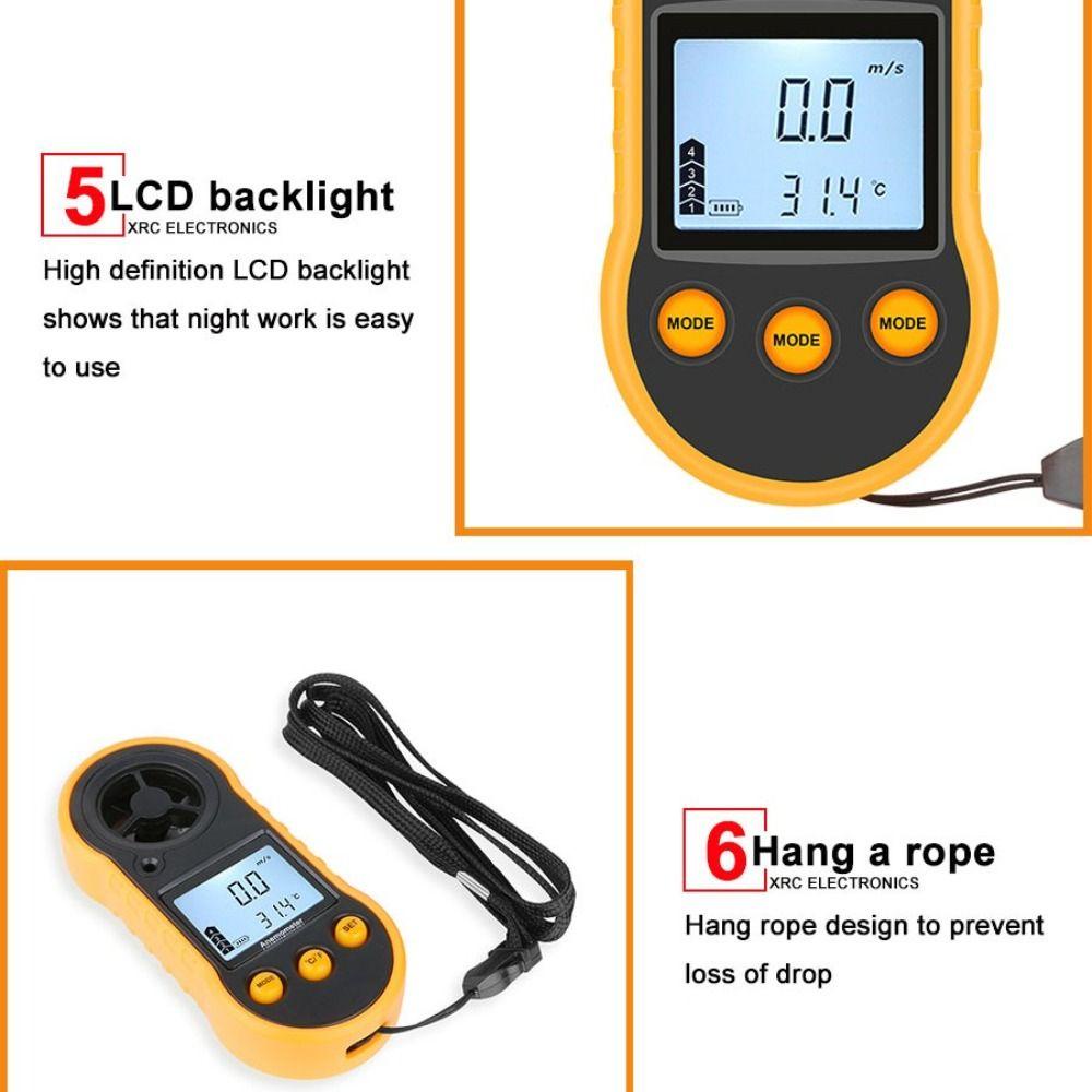 Máy Đo Tốc Độ Gió Kỹ Thuật Số Cầm Tay Màn Hình LCD 0-30M / S