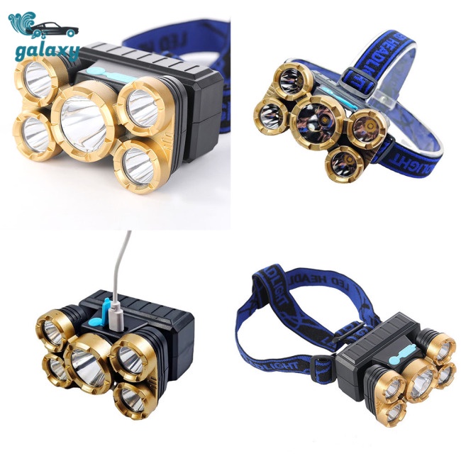 Galaxy Đèn Đeo Trán 5 Bóng Led Sạc Usb Siêu Sáng Đa Ứng Dụng Cho Hoạt Động Ngoài Trời
