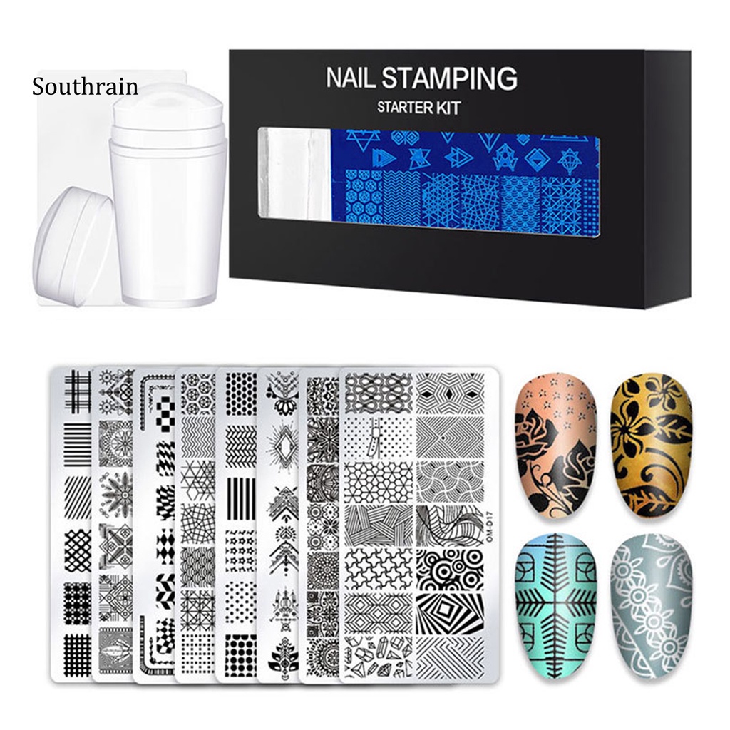 1 Bộ Khuôn In Hình Trang Trí Móng Tay Bằng Thép DIY