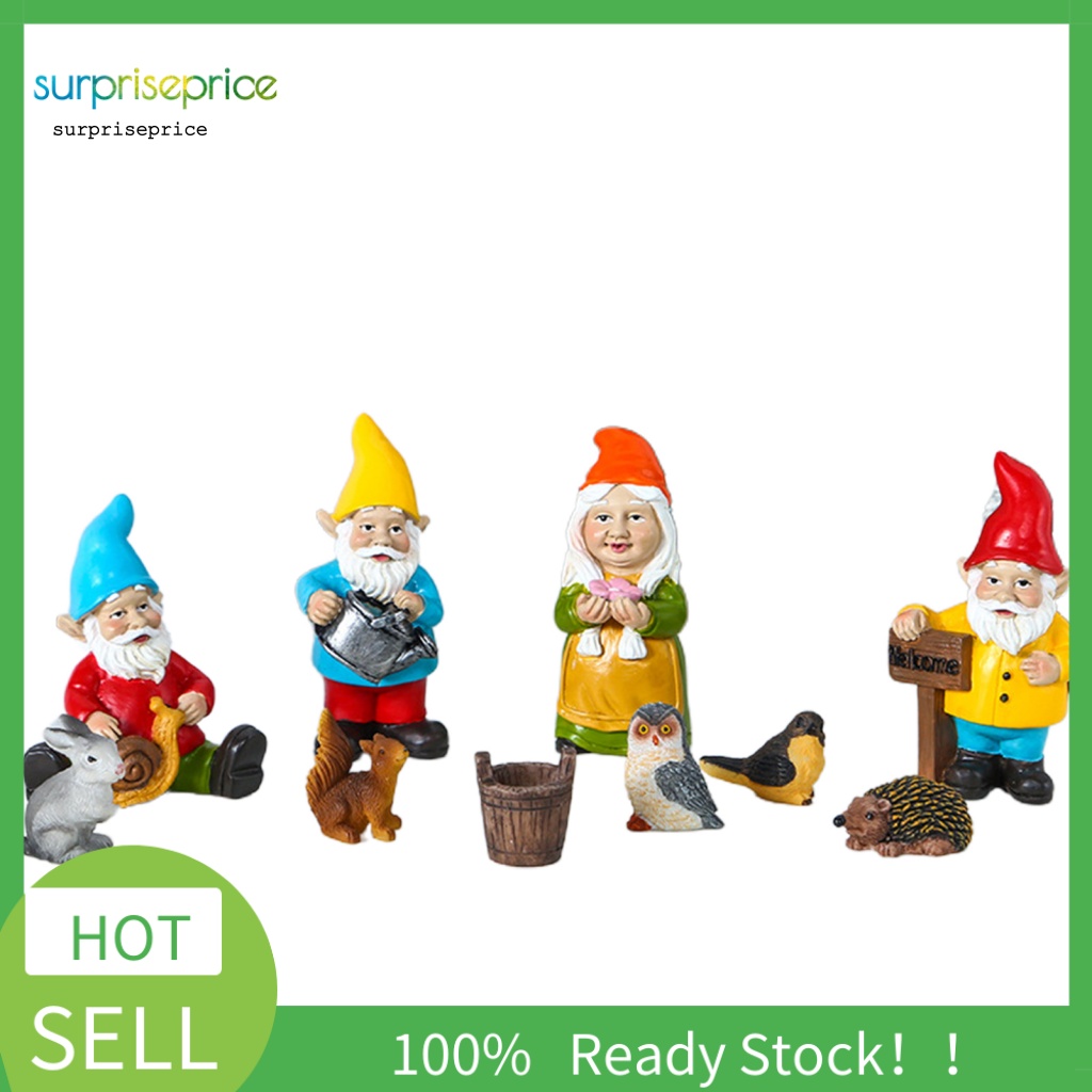 Spa Set 10 Bức Tượng Gnomes Vẽ Tay Cho Nhà Búp Bê