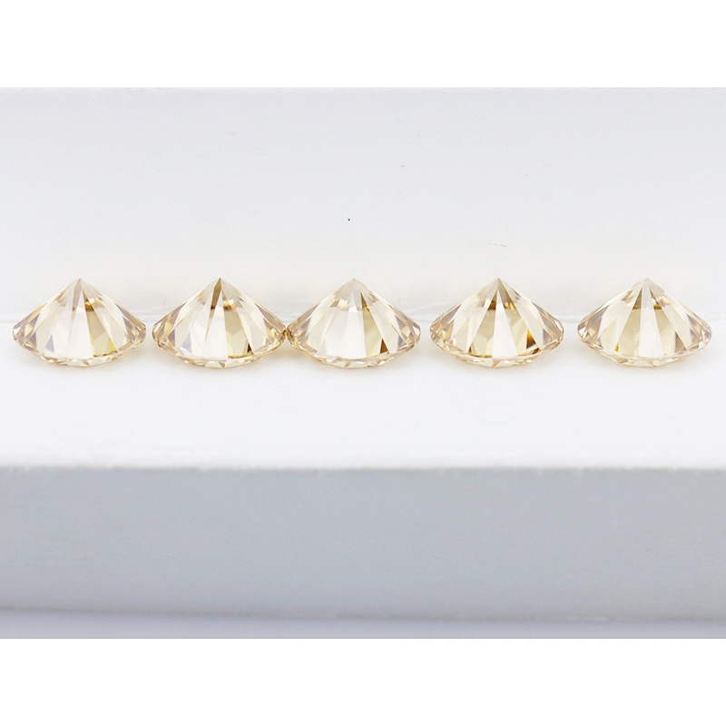 0.5-2 carat Champagne màu sắc thực Mosang kim cương tròn Moissanite khỏa thân đá