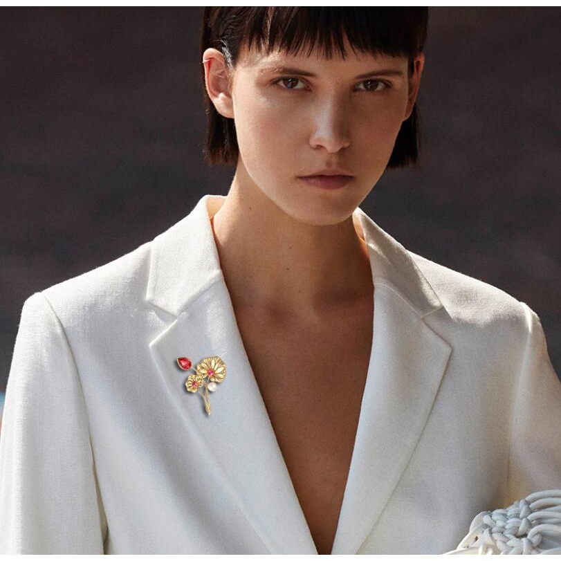 Ghim Cài Áo Hình Lá Sen Phong Cách Retro Thời Trang Cao Cấp Cho Nữ