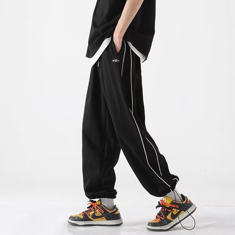 Quần Dài Thể Thao Dáng Rộng Họa Tiết Kẻ Sọc Phong Cách Hip Hop Cá Tính Cho Nam Nữ