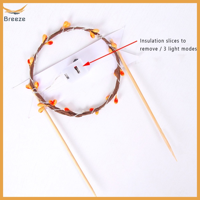 Thẻ Vòng Hoa Có Đèn Led Phát Sáng Độc Đáo Trang Trí Bánh Kem Diy