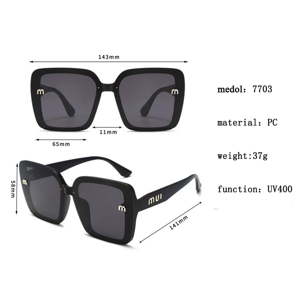 Kính Mát Gọng Vuông Lớn Chống Tia UV400 Thời Trang Cho Nữ TR90